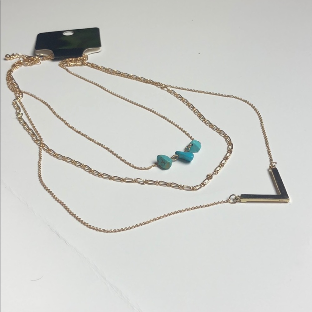3 chain V collar necklace